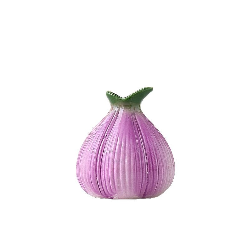 V888-ELOSUNG23750-202504141545-00 2 Pcs Purple Creative Onion-Shaped Ceramic Vase for Hydroponic Plants - Cute INS Style Floral Decor for Living Room or Office - Image 1