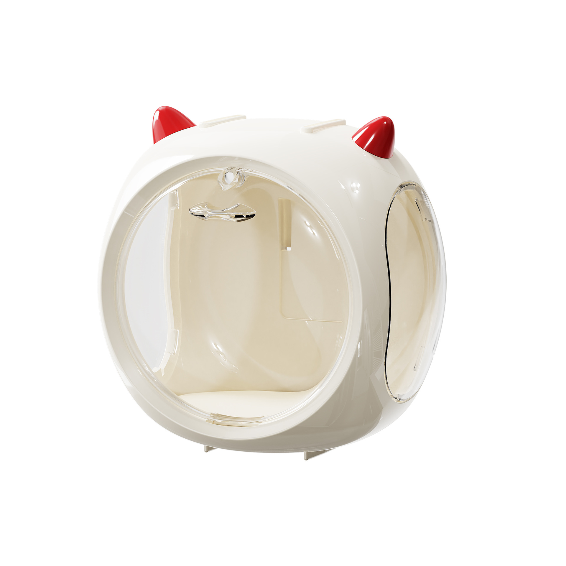 V888-ELOSUNG23786-202504141641-00 Beige And Red Horn Acrylic Blind Box Display Case - Transparent Dustproof Storage for Figures and Collectibles(The model is a shooting prop and is not included) - Image 1