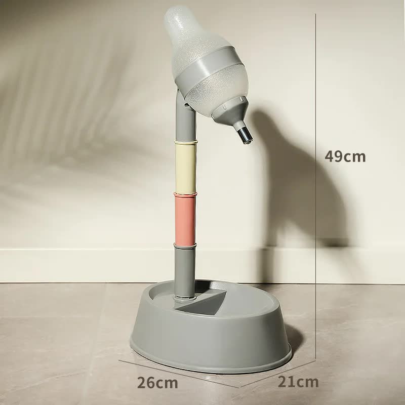 V888-ELOSUNG23872-202504141610-00 Grey Base Adjustable Height Pet Water Dispenser with Food Bowl Base - Non-Drip Bottle Feeder Station for Dogs & Cats - Image 1