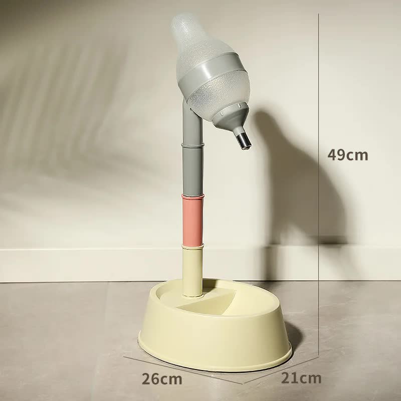 V888-ELOSUNG23873-202504141610-00 Beige Base Adjustable Height Pet Water Dispenser with Food Bowl Base - Non-Drip Bottle Feeder Station for Dogs & Cats - Image 1
