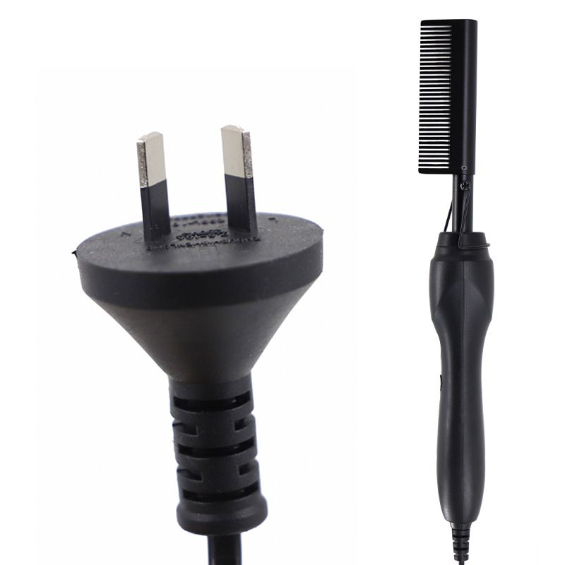 V888-ELOSUNG23919-202504171706-00 Black Electric Hot Comb Hair Straightener - Fast Heating Styling Tool with 3 Temp Settings & Anti-Scald Guard - Image 1