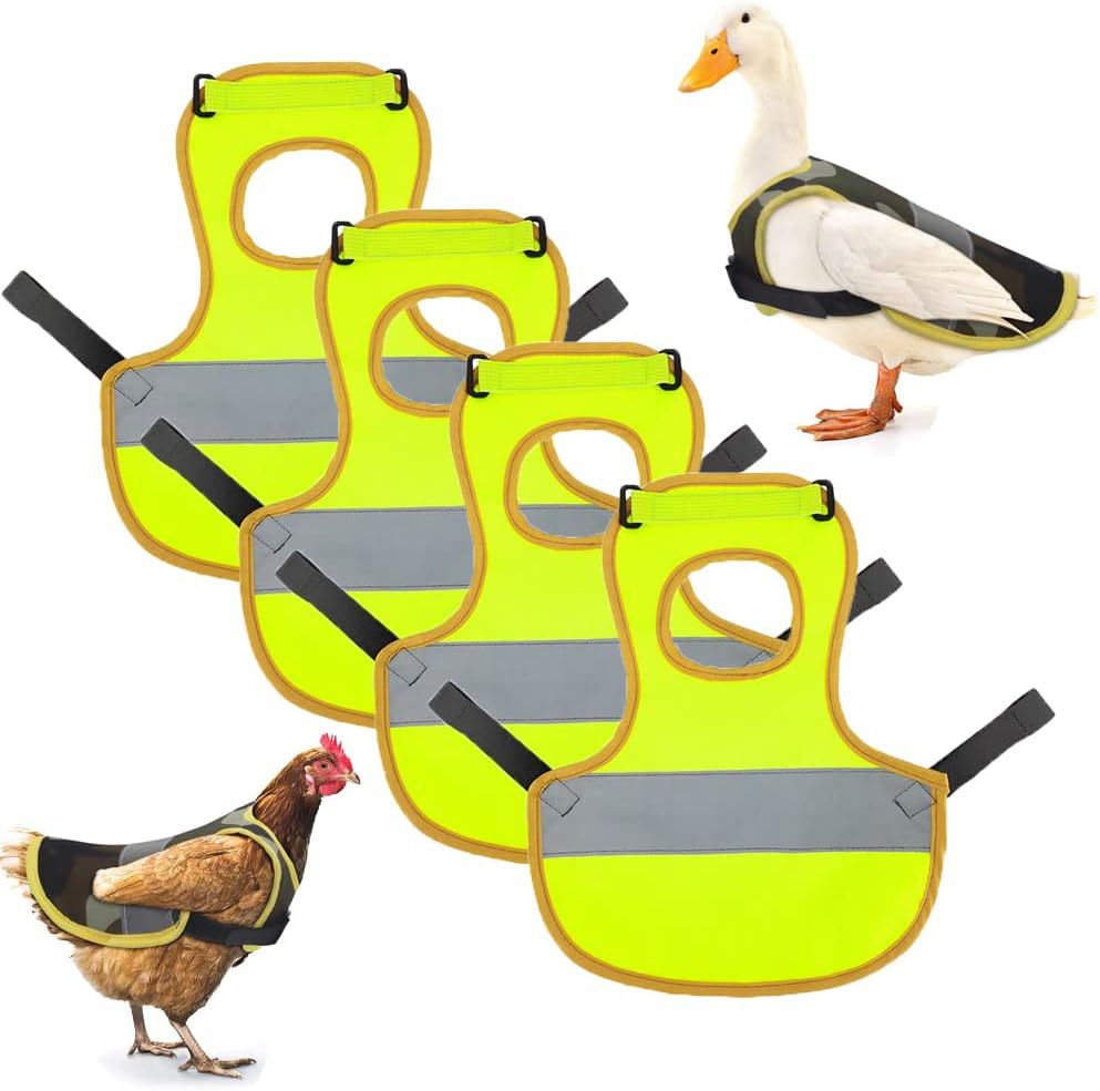 V888-ELOSUNG23953-202504171733-00 4 Pcs Fluorescent Green High Visibility Chicken & Duck Safety Vest - Reflective Poultry Jacket - Image 1