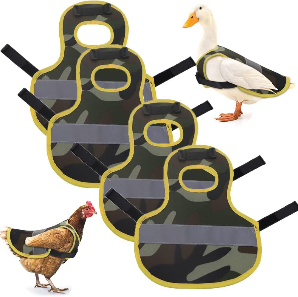 V888-ELOSUNG23954-202504171735-00 4 Pcs Camouflage Green High Visibility Chicken & Duck Safety Vest - Reflective Poultry Jacket - Image 1