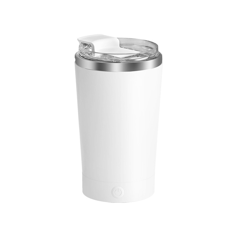 V888-ELOSUNG23986-202504171845-00 White 316 Stainless Steel Rechargeable Electric Self-Stirring Mug - 420ml Automatic Mixing Cup with Magnetic Rotor - Image 1