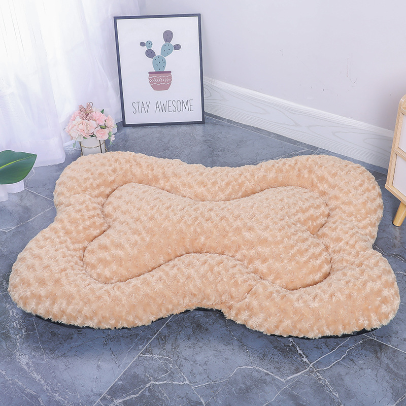 V888-ELOSUNG24066-202503251549-00 L Gold Rose Velvet Fish Scale Pet Bed - Creative Bone-Shaped Soft and Cozy Dog & Cat Nest - Image 1