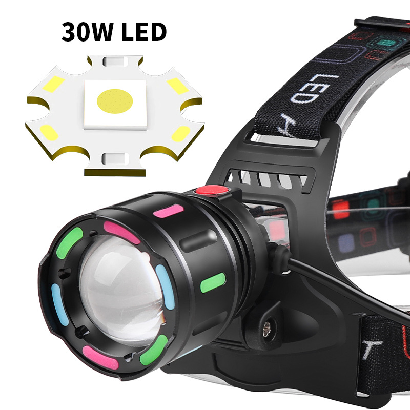 V888-ELOSUNG24122-202503261201-00 Fourth Gear Rechargeable White Laser Headlamp - Long-Range Zoomable Headlight for Night Fishing and Hiking - Image 1