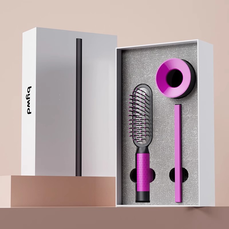 V888-ELOSUNG24133-202503251905-00 Rose Red 3-piece Set Women's Air Cushion Comb for Long Hair Anti-Static Detangling Massage Scalp Comb Portable Fluffy Styling Brush - Image 1