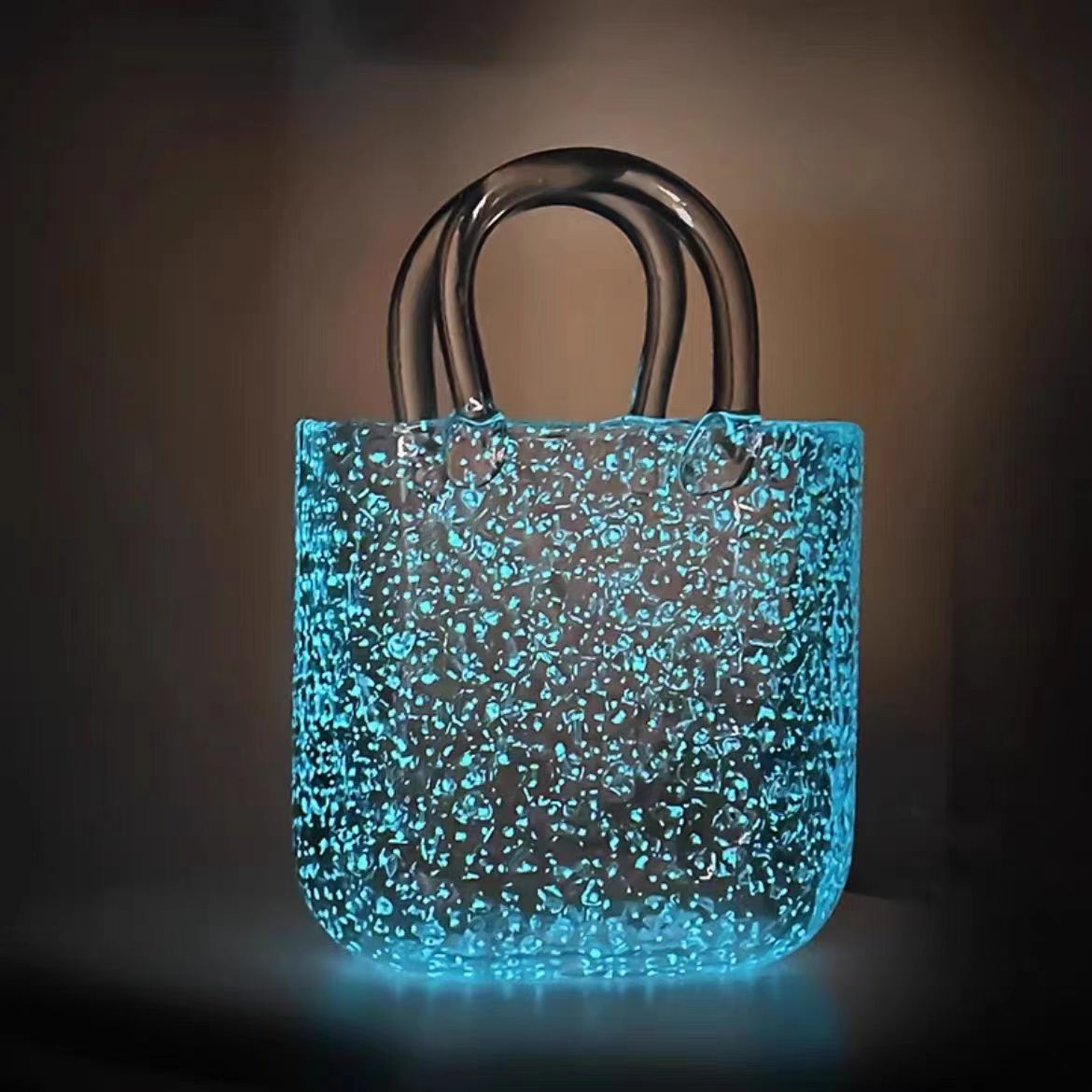 V888-ELOSUNG24156-202503251935-00 Small Tote Bubble Bag Luminous INS-Style Glass Vase Modern Minimalist Hydroponic Flower Holder Creative Desktop Decorative Floral Arrangement - Image 1