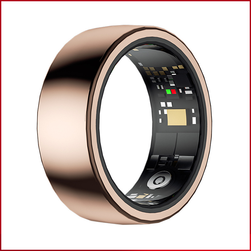 V888-ELOSUNG24323-202503282130-00 Rose Gold Round 0.84inch Smart Ring with Heart Rate and Sleep Tracking - IP68 Waterproof Fitness Tracker with Step Counter - Image 1