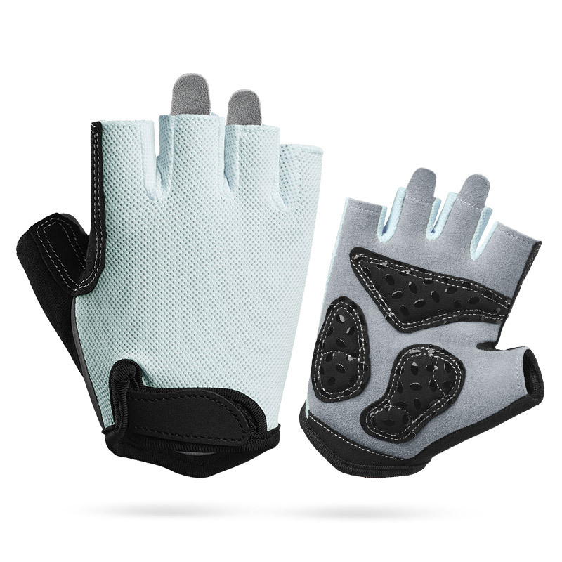 V888-ELOSUNG24326-202503282131-00 M Grey Children's Summer Cycling Gloves - Breathable Half-Finger Non-Slip Fitness Training Gloves for Weightlifting - Image 1