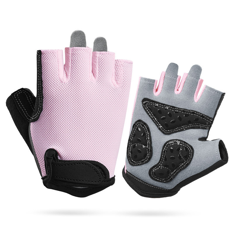 V888-ELOSUNG24345-202504011306-00 L Pink Children's Summer Cycling Gloves - Breathable Half-Finger Non-Slip Fitness Training Gloves for Weightlifting - Image 1