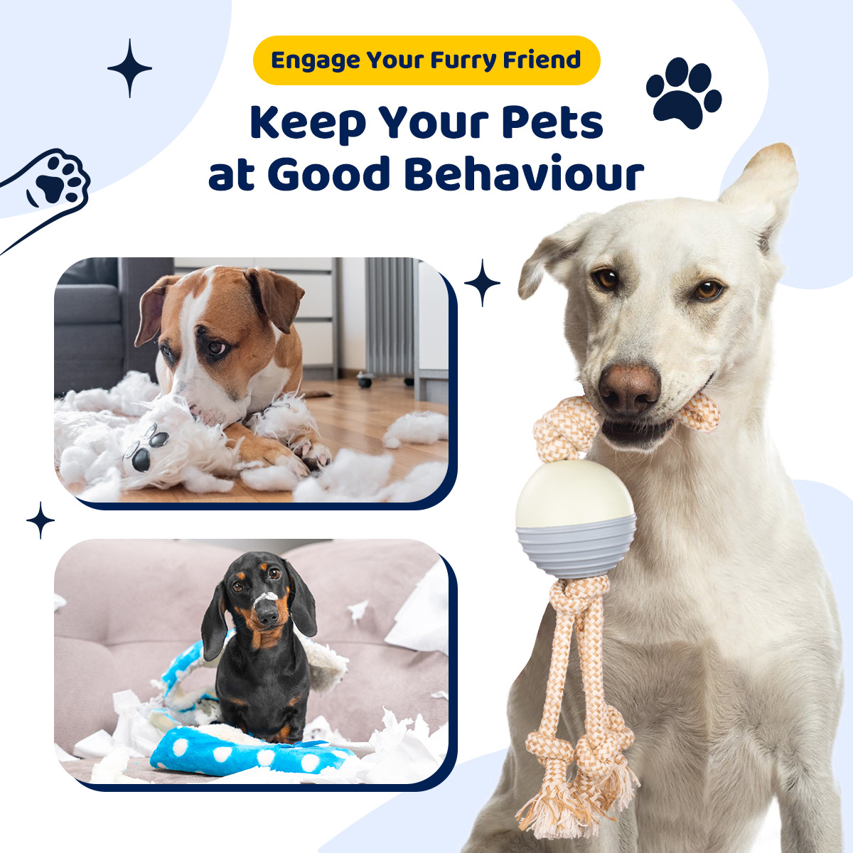 V888-ELOSUNG24385-202504011325-00 Durable Knot Rope and Ball Dog Toy - Interactive Chew and Tug Play for Pets - Image 1