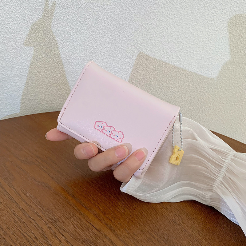 V888-ELOSUNG24462-202504031720-00 Pink 2PCS Women's Compact Short Wallet - Premium Multi-Function Mini Coin Purse with Card Slots & Zip Closure - Image 1