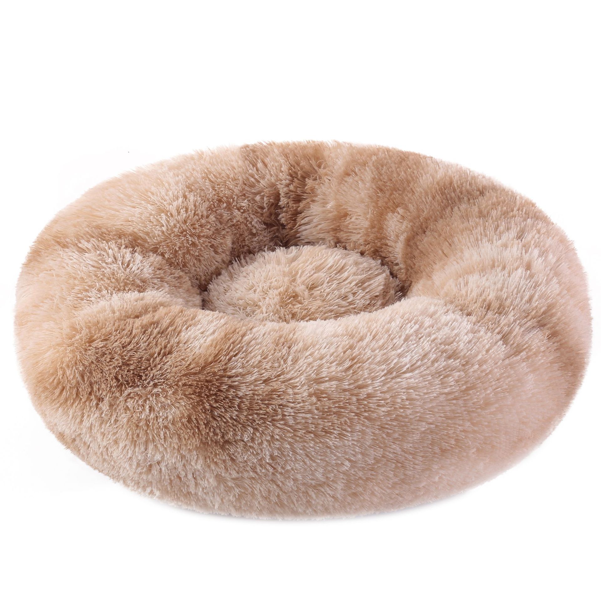 V888-ELOSUNG24578-202504141606-00 Tie-dye Baby Brown 50cm Cozy Round Pet Bed - Plush Cat & Dog Bed with Non-Slip Base, Machine Washable - Image 1