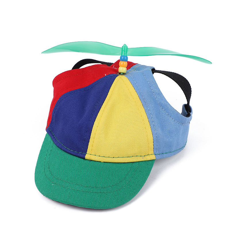 V888-ELOSUNG24603-202504141727-00 S Green Pet Baseball Cap with Spinning Propeller - Colorful Fun Design - See Details for Sizing - Image 1