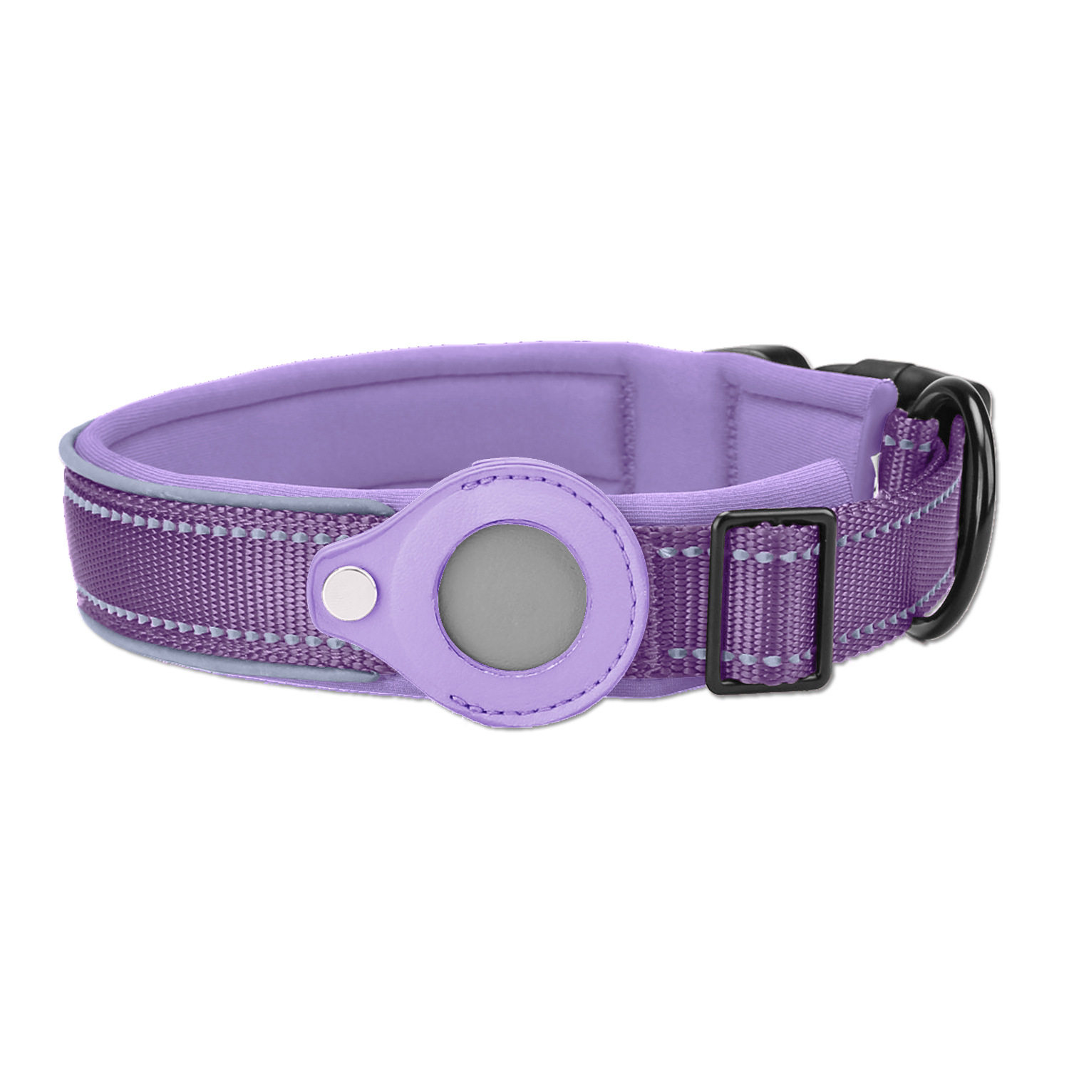 V888-ELOSUNG24644-202504141545-00 S Purple Secure Nylon Dog Collar with Built-in Apple AirTag (not included) Holder Case - Pet Tracker Accessory - Image 1