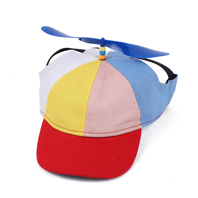V888-ELOSUNG24722-202504171805-00 M Red Pet Baseball Cap with Spinning Propeller - Colorful Fun Design - See Details for Sizing - Image 1