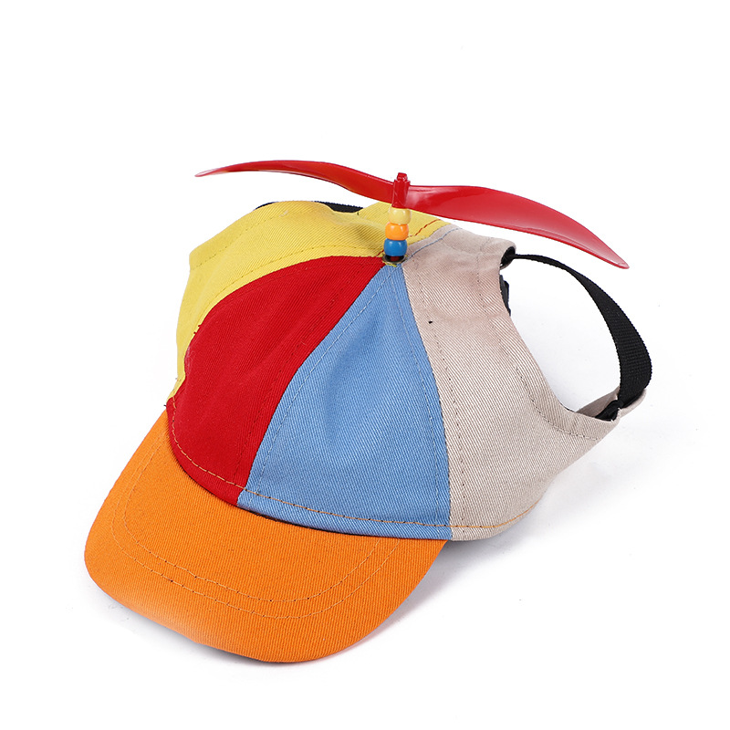 V888-ELOSUNG24725-202504171806-00 M Orange Pet Baseball Cap with Spinning Propeller - Colorful Fun Design - See Details for Sizing - Image 1