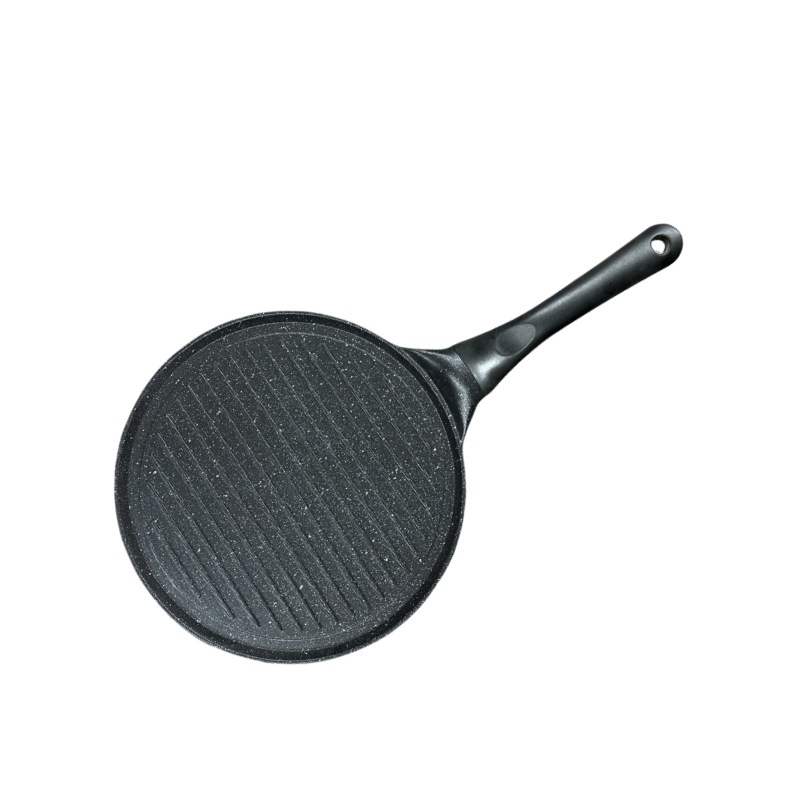 V888-ELOSUNG24792-202504171632-00 Black Steak + Black Handle (Gas Model) Non-Stick Pancake Pan - 7-Hole Fun Shapes Breakfast Griddle (27cm) - Image 1