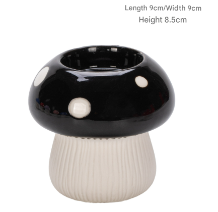 V888-ELOSUNG24806-202504171659-00 Small Size Black Whimsical Ceramic Mushroom Vase - Decorative Floral & Hydroponic Planter - Image 1