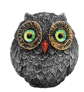 V888-ELOSUNG24938-202504211330-00 3Pcs Green Small Decorative Resin Owl Figurine - Textured Statue with Blue Eyes - Image 1