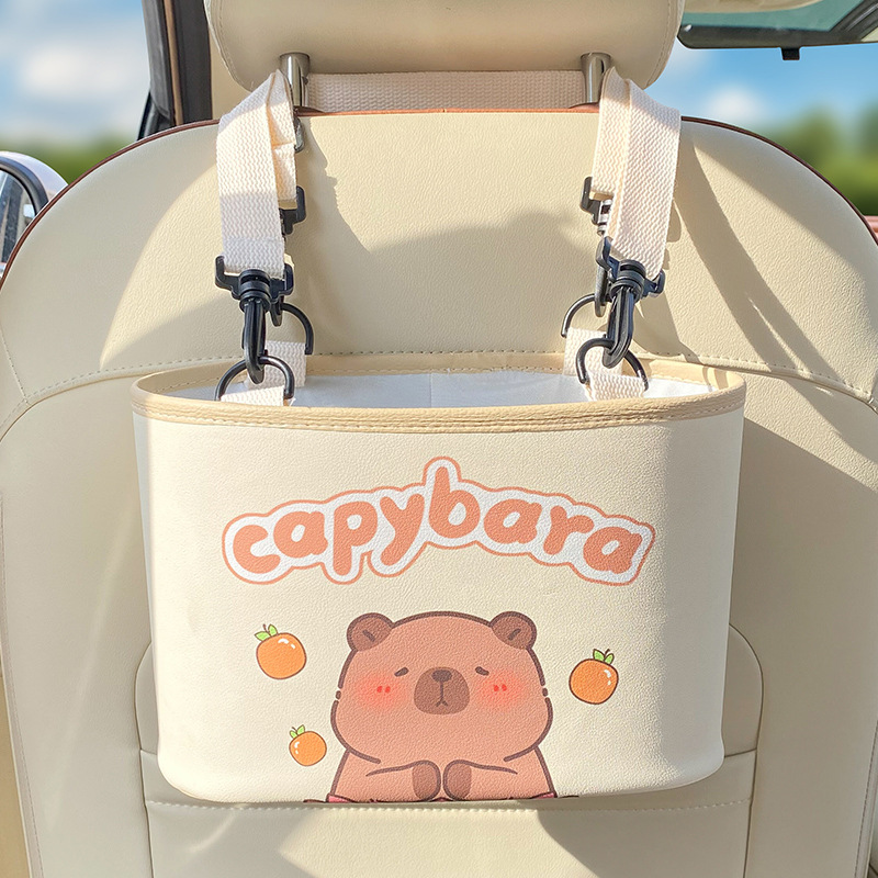 V888-ELOSUNG25049-202504141515-00 Adorable Capybara Car Trash Holder - Keeps Your Car Tidy - Image 1