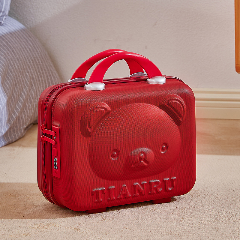 V888-ELOSUNG25061-202504141521-00 Cute Bear Face Hard-Shell Storage Case with Lock - 14-Inch red Travel Organizer - Image 1