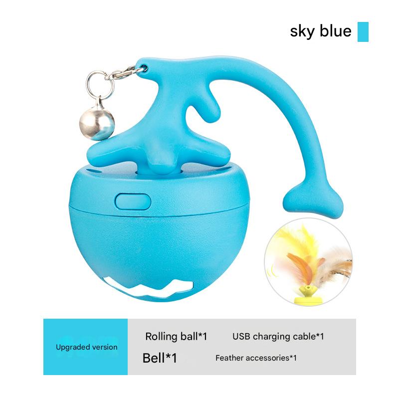 V888-ELOSUNG25246-202504211317-00 Rechargeable Interactive Cat Toy - Self-Rolling Ball with LED Light,Standard Edition Blue - Image 1