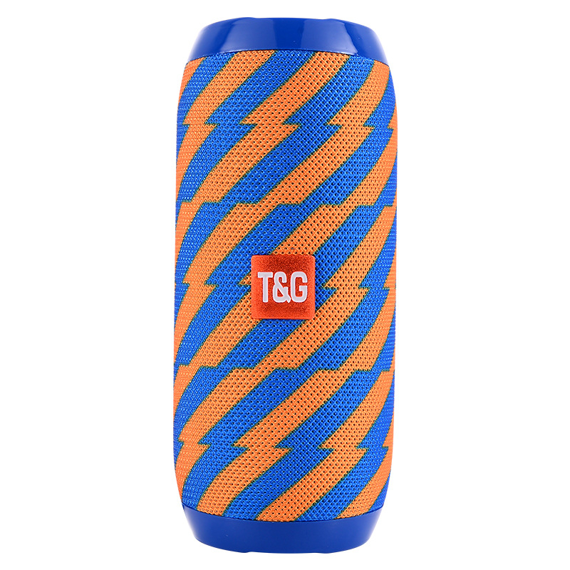 V888-ELOSUNG25326-202504221145-00 Blue (orange stripes)Portable Bluetooth Speaker - HiFi 360 Degree Audio Wireless Mini Speaker, Support Hands-free Calling - Image 1