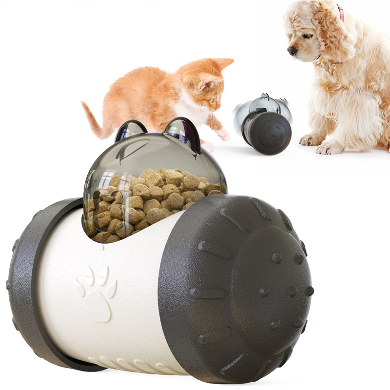 V888-ELOSUNG25372-202504281428-00 Pet Tumbler Treat Dispenser Ball,Interactive Feeding Toy for Dogs and Cats(Black and white) - Image 1