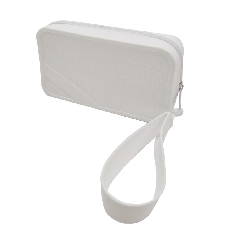 V888-ELOSUNG25378-202504281442-00 White Silicone Zipper Storage Pouch - Stylish Multi-Purpose Organizer with Wrist Strap - Image 1