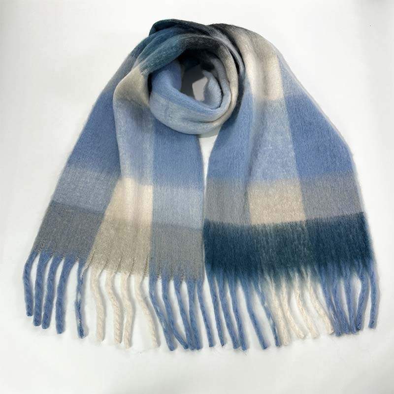 V888-ELOSUNG25480-202504281507-00 Winter Luxe Warm Oversized Scarf-Cozy Thick Plaid Wrap, European Chic Style(Light blue plaid) - Image 1