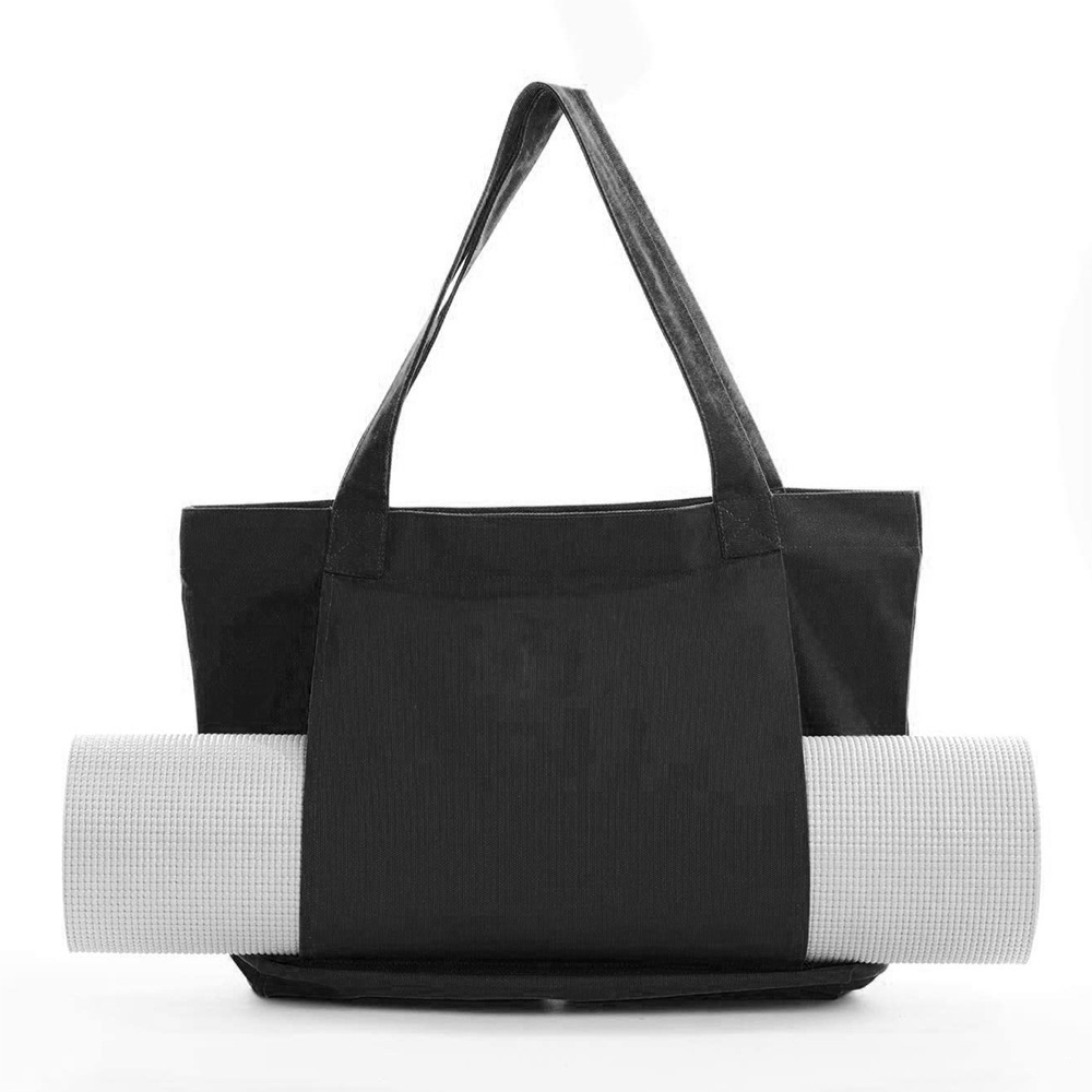 V888-ELOSUNG25490-202504281532-00 Yoga Mat Tote Bag - Durable Canvas Shoulder Bag for Outdoor Workouts & Travel(Black) - Image 1