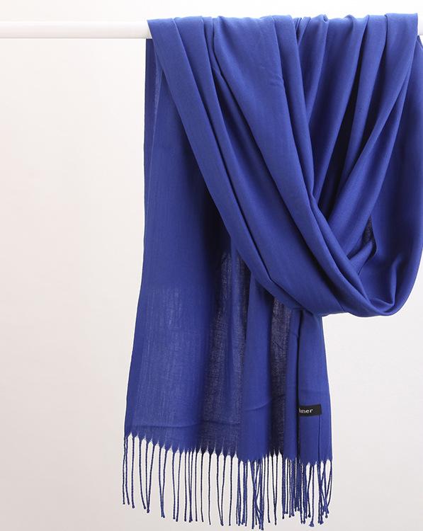 V888-ELOSUNG25493-202504281542-00 2pc Luxe Soft Imitation Cashmere Scarf - Warm Solid Tone Shawl with Elegant Fringe(Royal blue) - Image 1