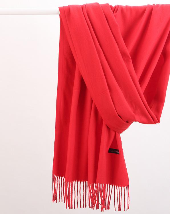 V888-ELOSUNG25495-202504281545-00 2pc Luxe Soft Imitation Cashmere Scarf - Warm Solid Tone Shawl with Elegant Fringe(Red) - Image 1