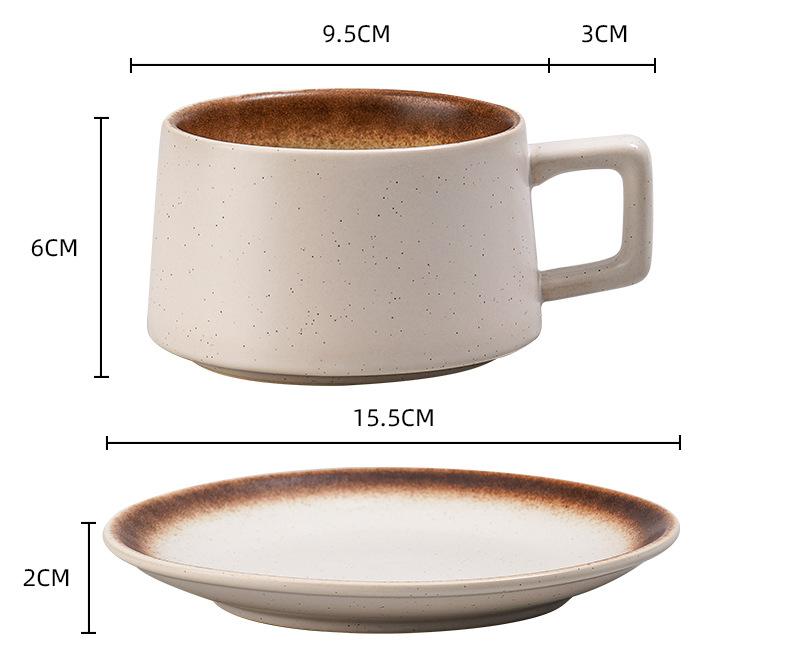 V888-ELOSUNG25526-202504281306-00 Vintage Ceramic Coffee Cup and Saucer Set - Elegant Afternoon Tea Set(Matcha White) - Image 1