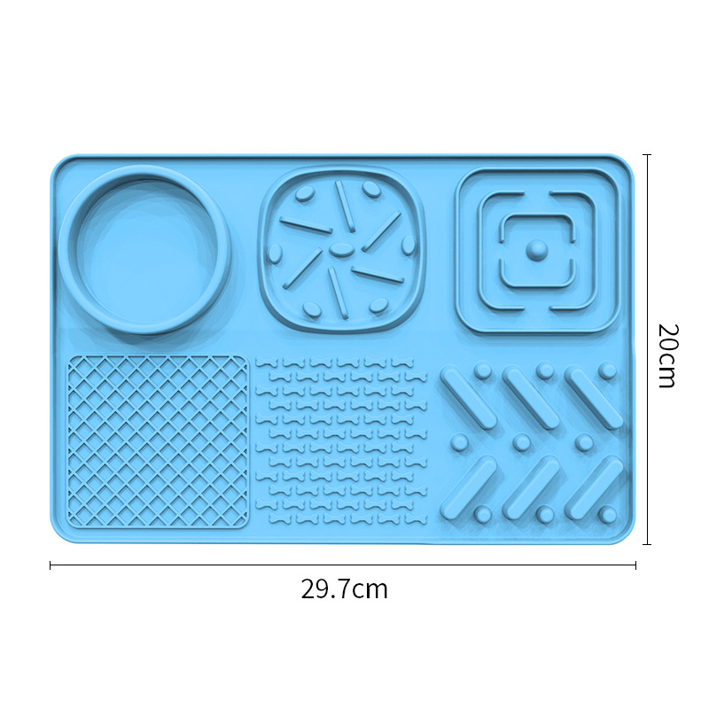 V888-ELOSUNG25564-202504281442-00 Pet Slow Feeder Lick Mat with Suction Cups - Anti-Anxiety Dog Feeding Mat(Blue) - Image 1