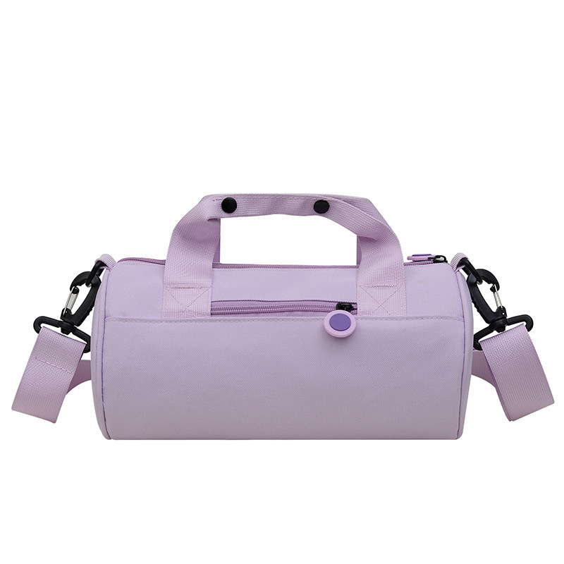 V888-ELOSUNG25571-202504281508-00 Waterproof Oxford Cylindrical Travel Bag - Large Capacity Handbag with Shoulder Strap(Light Purple) - Image 1