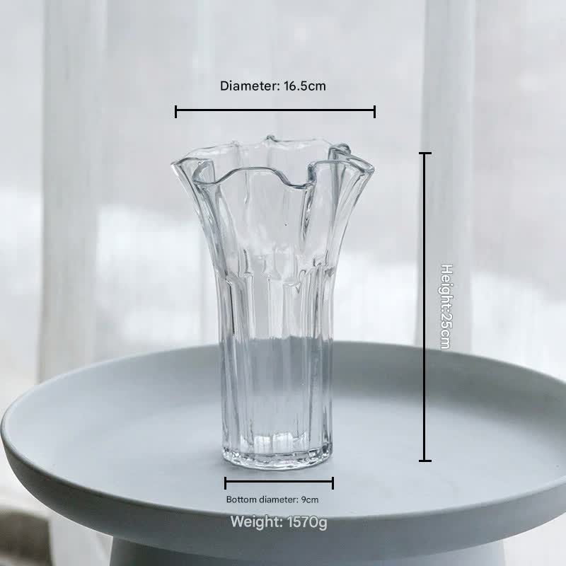 V888-ELOSUNG25578-202504281233-00 Nordic-Style Glass Vase - Elegant Fluted Flower Vase for Home Decor(Transparent) - Image 1
