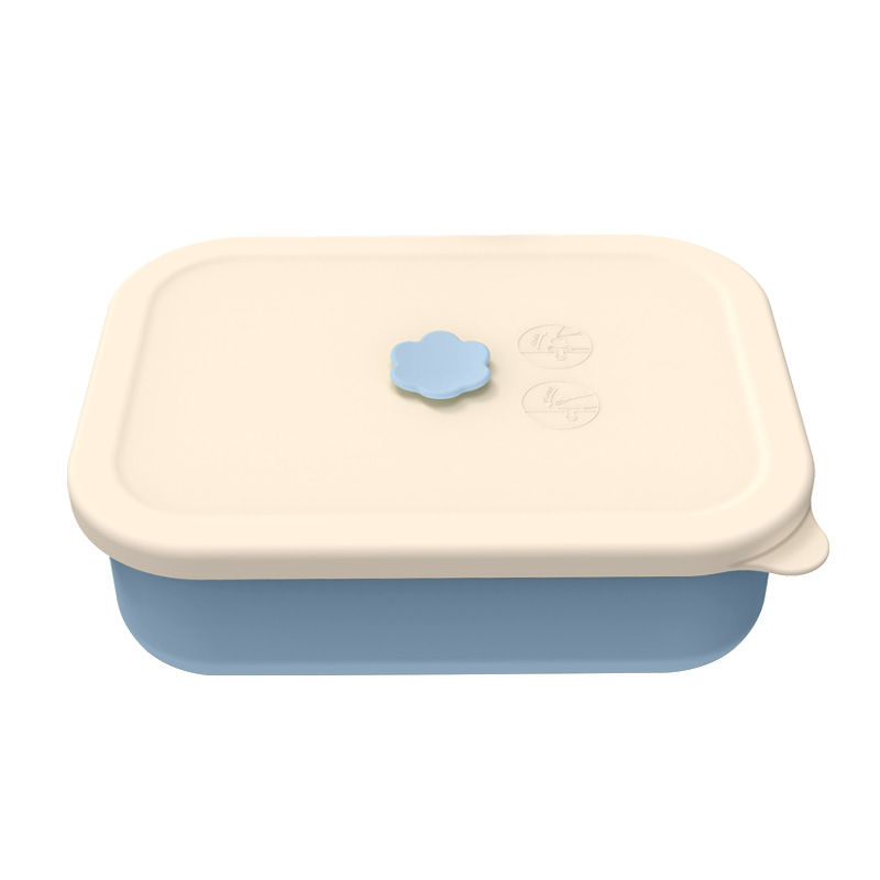 V888-ELOSUNG25607-202504301611-00 Light blue Microwave-Safe Silicone Lunch Box with 4 Compartments - Airtight Bento Box for Work and Travel - Image 1