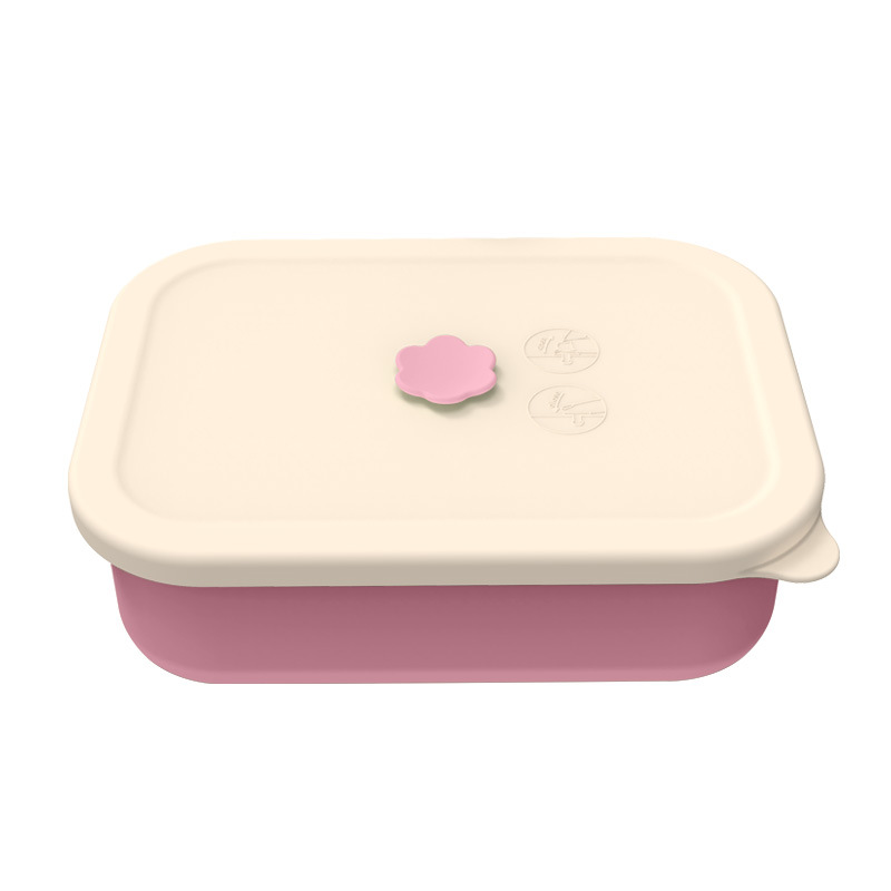 V888-ELOSUNG25608-202504301620-00 Pink Microwave-Safe Silicone Lunch Box with 4 Compartments - Airtight Bento Box for Work and Travel - Image 1