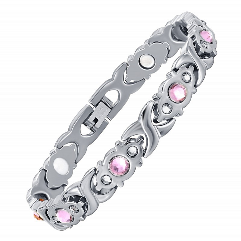 V888-ELOSUNG25623-202505061352-00 Magnetic Therapy Bracelet - Anti-Allergy Jewelry with Gemstone Design and Health Benefits(Steel) - Image 1