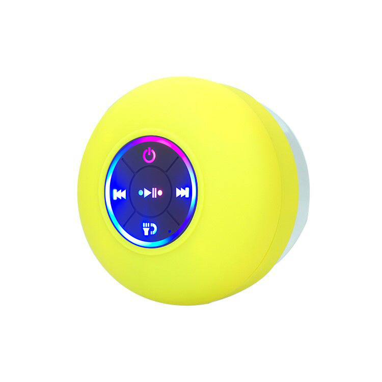V888-ELOSUNG25853-202505151645-00 IPX4 Waterproof Bluetooth Shower Speaker with Suction Cup & LED Lights - Hands-Free Calling(yellow) - Image 1