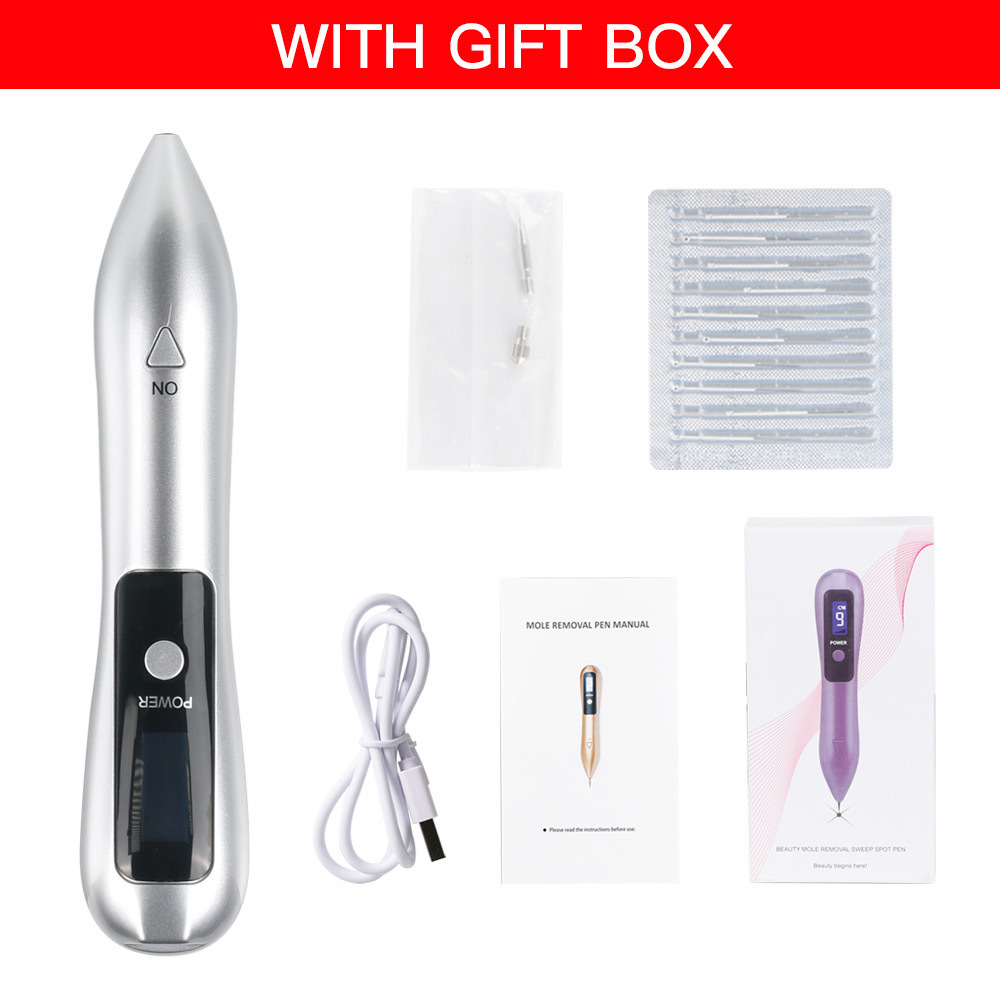 V888-ELOSUNG25859-202505151713-00 Professional 9-Level Skin Tag & Mole Remover Pen - USB Rechargeable with LED Display & Multiple Needles(Silver) - Image 1