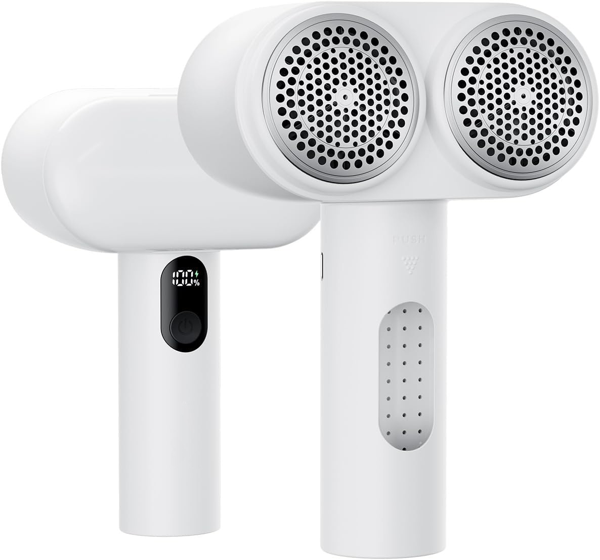 V888-ELOSUNG25889-202505151806-00 Dual-Head Electric Lint Remover - USB-C Rechargeable, LED Display, 3-Size Honeycomb Mesh(White) - Image 1