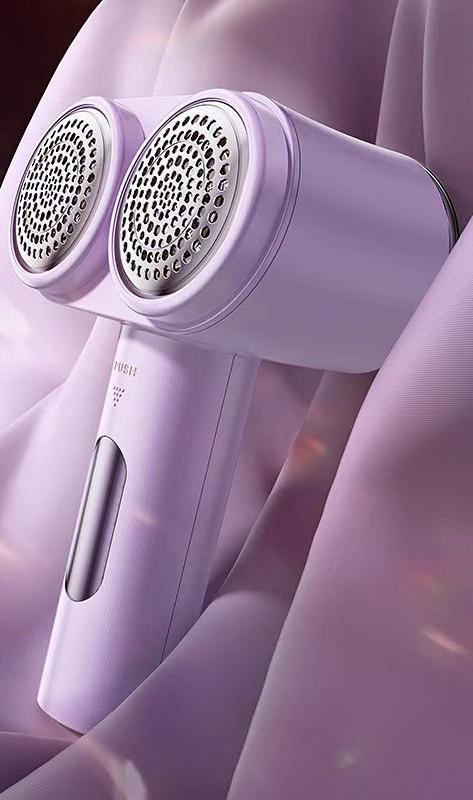 V888-ELOSUNG25892-202505151730-00 Dual-Head Electric Lint Remover - USB-C Rechargeable, LED Display, 6-Size Honeycomb Mesh(Purple) - Image 1