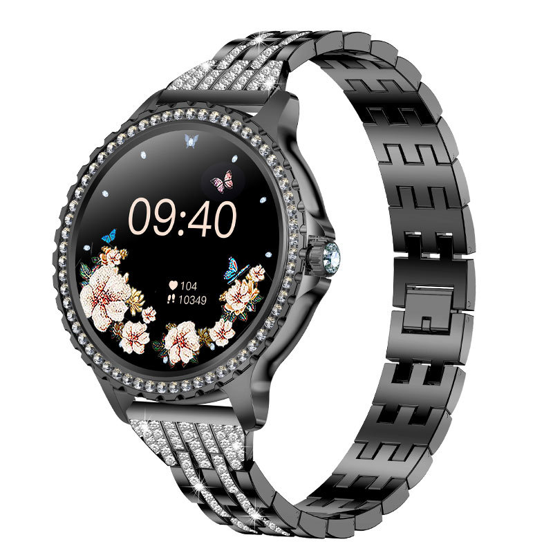 V888-ELOSUNG25998-202505191410-00 Elegant Women's Smartwatch,HD Touchscreen, Bluetooth Calls, Health Monitoring(Black Thin Steel Strip) - Image 1