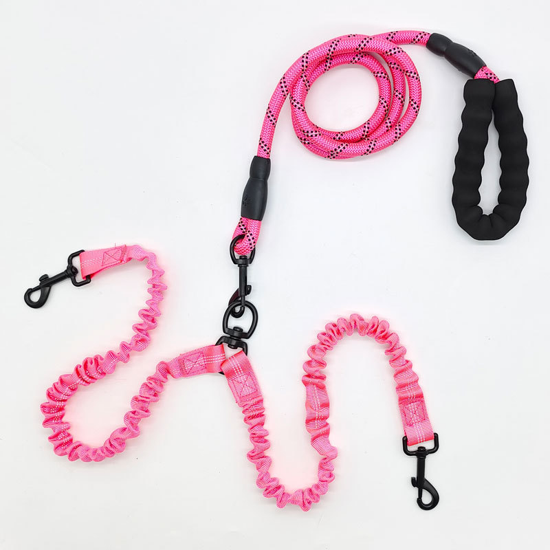 V888-ELOSUNG26038-202504141515-00 Pink Pet Double-Ended Rope + 1.5M Leash - Easy to walk two dogs, tangle-free design - Image 1