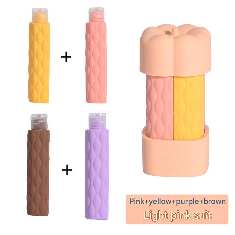 V888-ELOSUNG26060-202504141540-00 Light pink suit Silicone Travel Bottles Set (4 Pack, 60ml) - Leakproof Refillable & Squeezable - Image 1