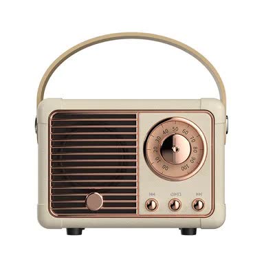 V888-ELOSUNG26179-202504171627-00 White Retro Bluetooth Speaker - Portable Mini Wireless Speaker with Vintage Radio Design (Product size: 7x11x5cm) - Image 1